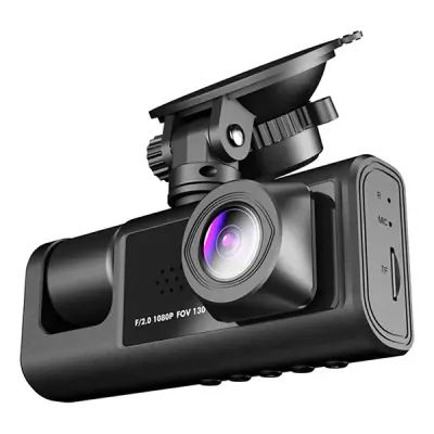 Câmera Veicular 3 Lentes Full HD 1080p com Visão Noturna — detalhe