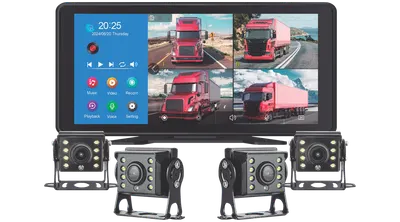 Kit 4 câmeras + monitor 10" Toutch screen para caminhão