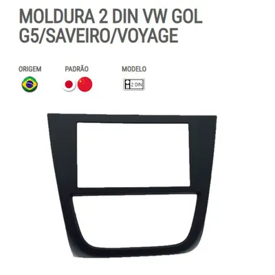 Moldura P/Mídia Gol G5/Saveiro/Voyage 7″ Preta*
