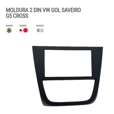 Moldura P/Mídia Gol G5/Saveiro Cross 2 DIN Preto*